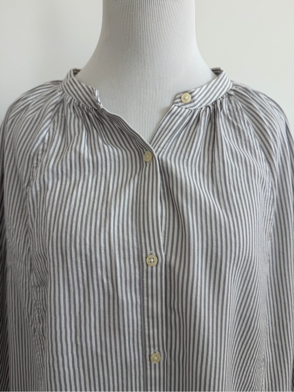Lucky Brand Gray and White Striped Button-Up dress